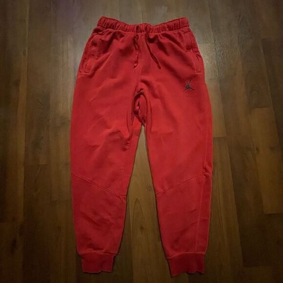 Nike Air Jordan Sweatpants Adult Medium Red Fleece Jogger Essential Workout M - Picture 1 of 6